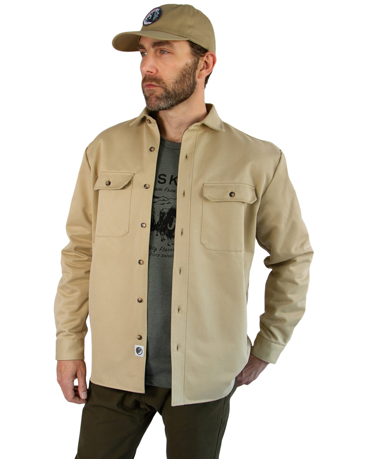 Lined Yukon Flannel Shirt Jacket Tan Heavyweight Cotton