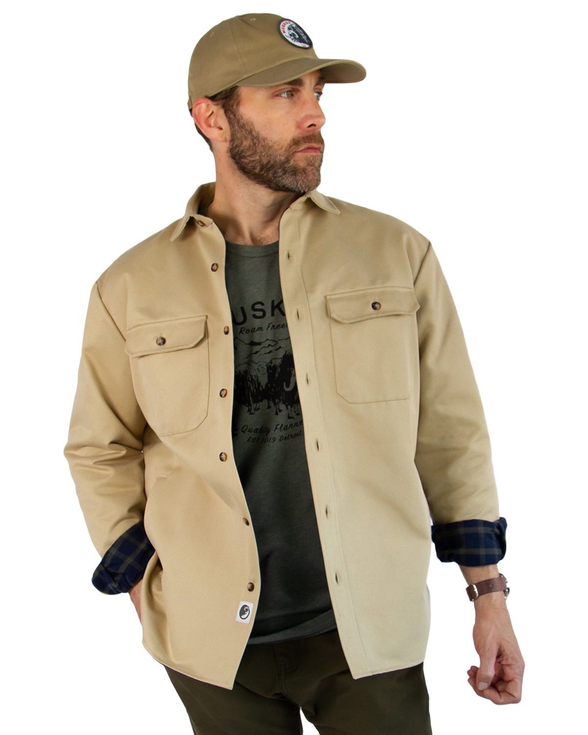 Lined Yukon Flannel Shirt Jacket Tan Heavyweight Cotton