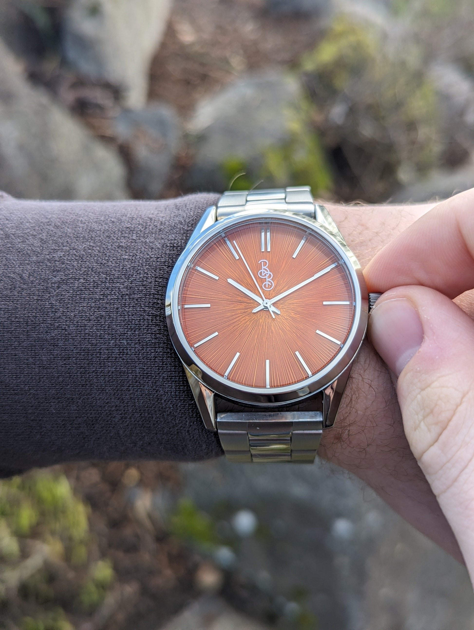 Orange Sunburst Watch by The Beyond Boring Watch Company