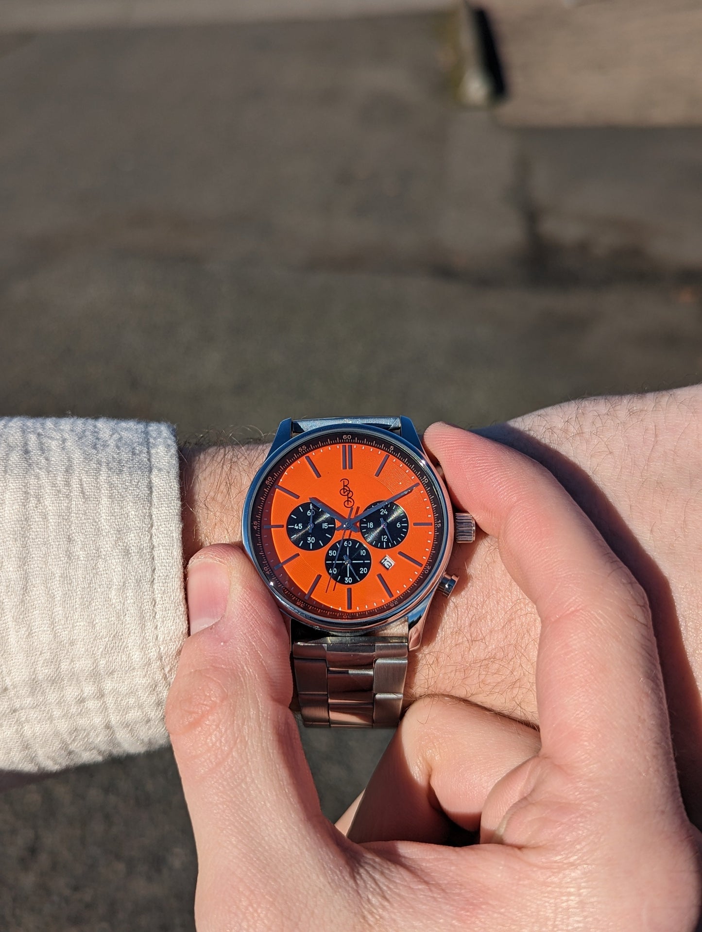 Orange and Black Chronograph. The Beyond Boring Watch Co.
