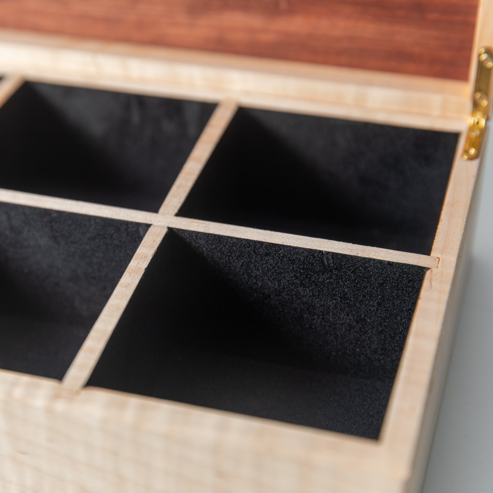 Watch Box - Curly Maple and Sapele Mahogany - 8 Watch Compartments by Red Ridge Woodworking