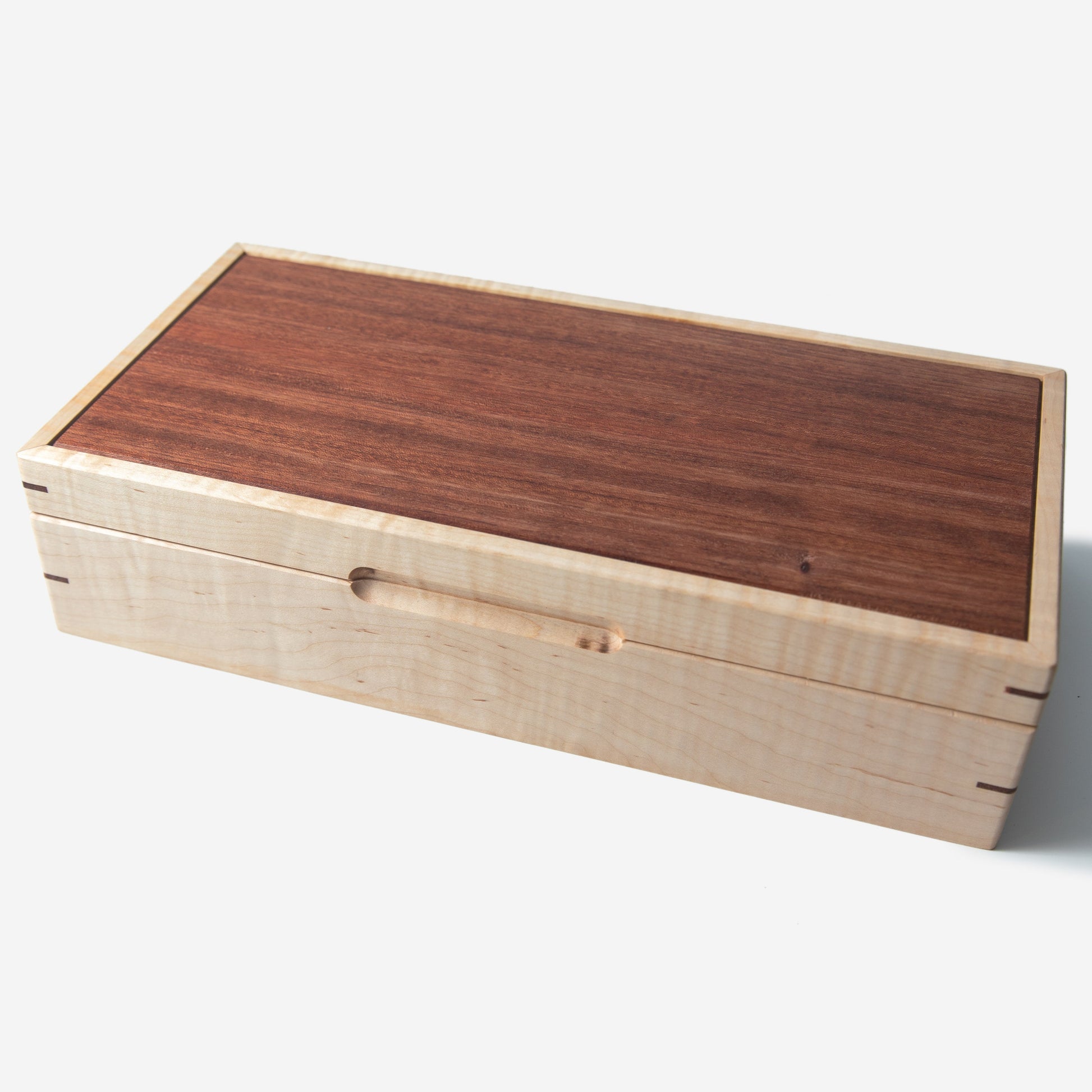 Watch Box - Curly Maple and Sapele Mahogany - 8 Watch Compartments by Red Ridge Woodworking
