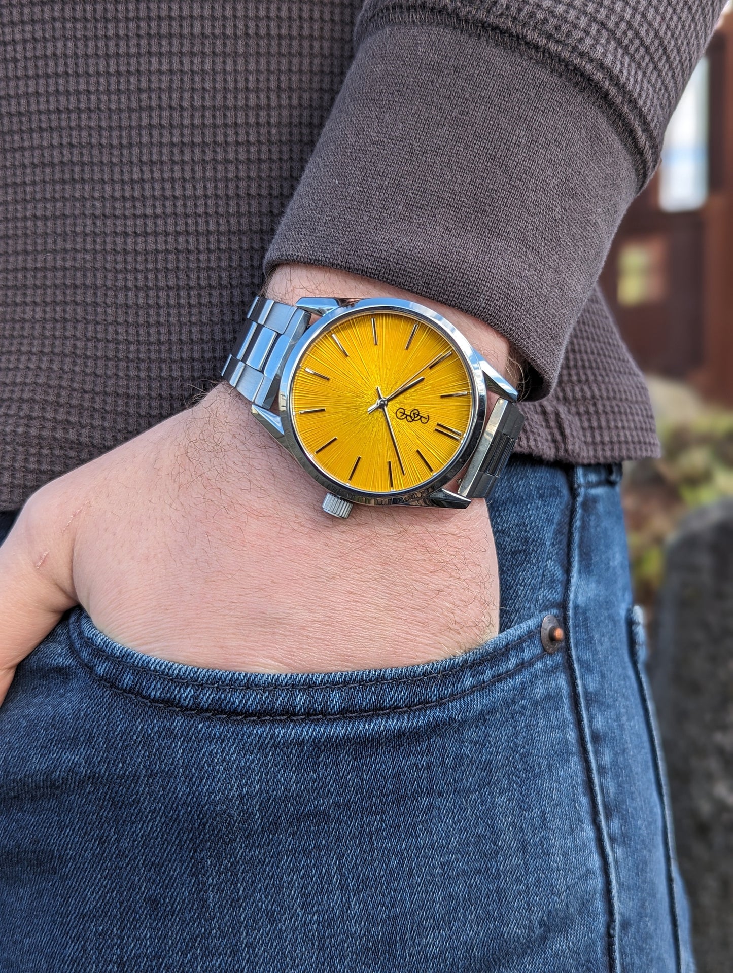 Yellow Sunburst Watch. The Beyond Boring Watch Co.