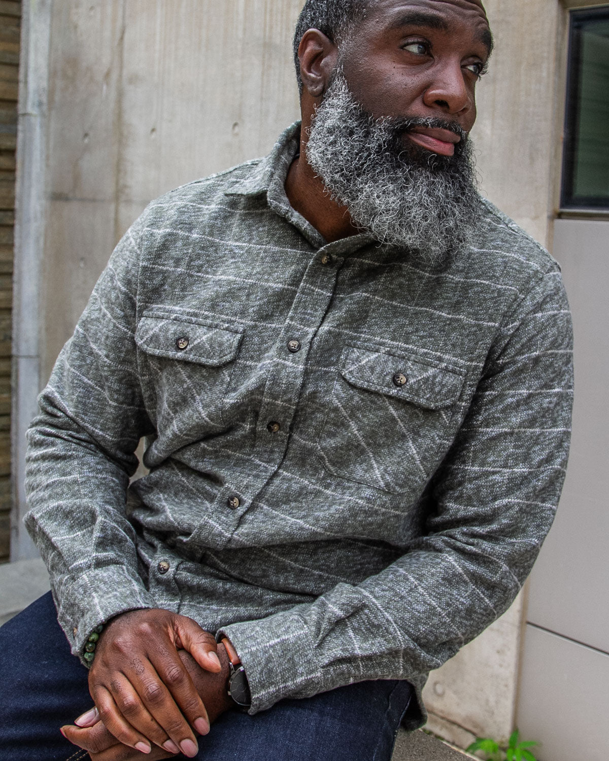 Grand Flannel Moss Green Heavyweight Cotton Shirt Classic