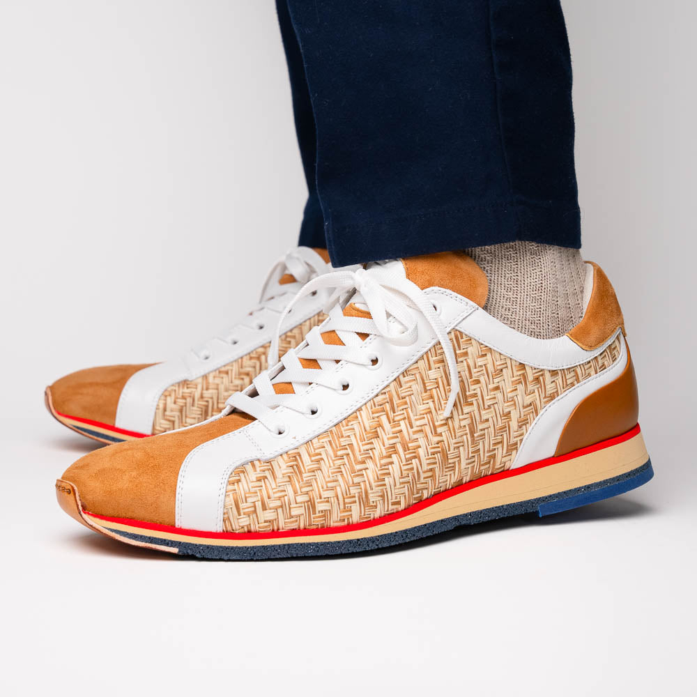 Ripi Calfskin Hand Weave Sneaker Brown Italian Made