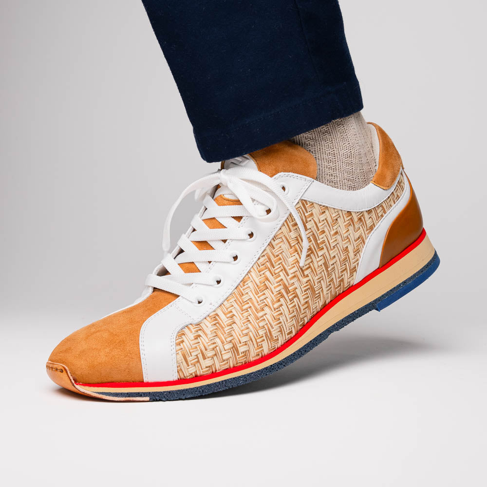 Ripi Calfskin Hand Weave Sneaker Brown Italian Made