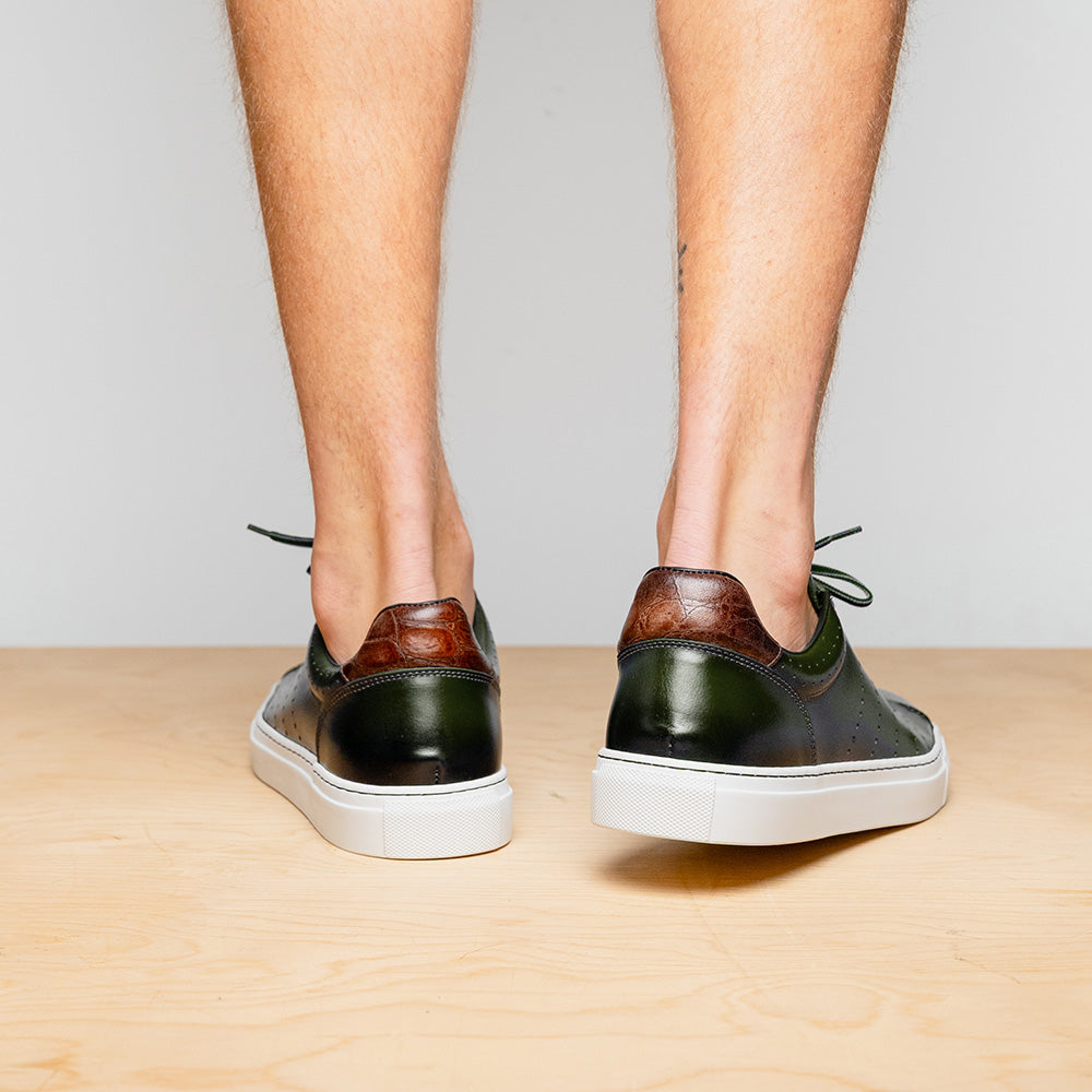 Russo Burnished Olive Italian Calfskin Shoes Handmade