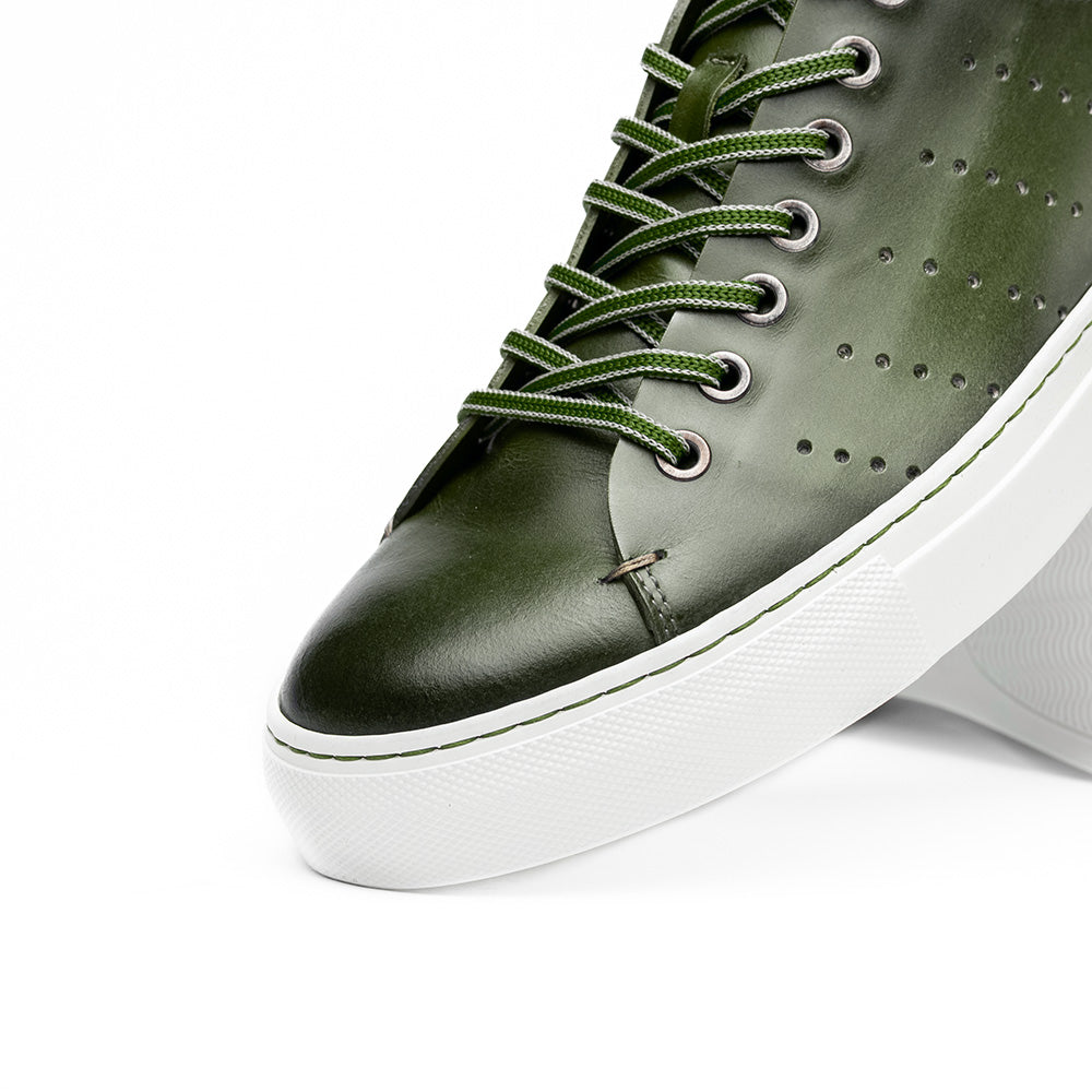 Russo Burnished Olive Italian Calfskin Shoes Handmade