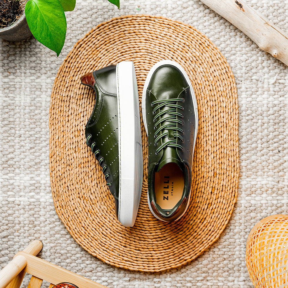 Russo Burnished Olive Italian Calfskin Shoes Handmade