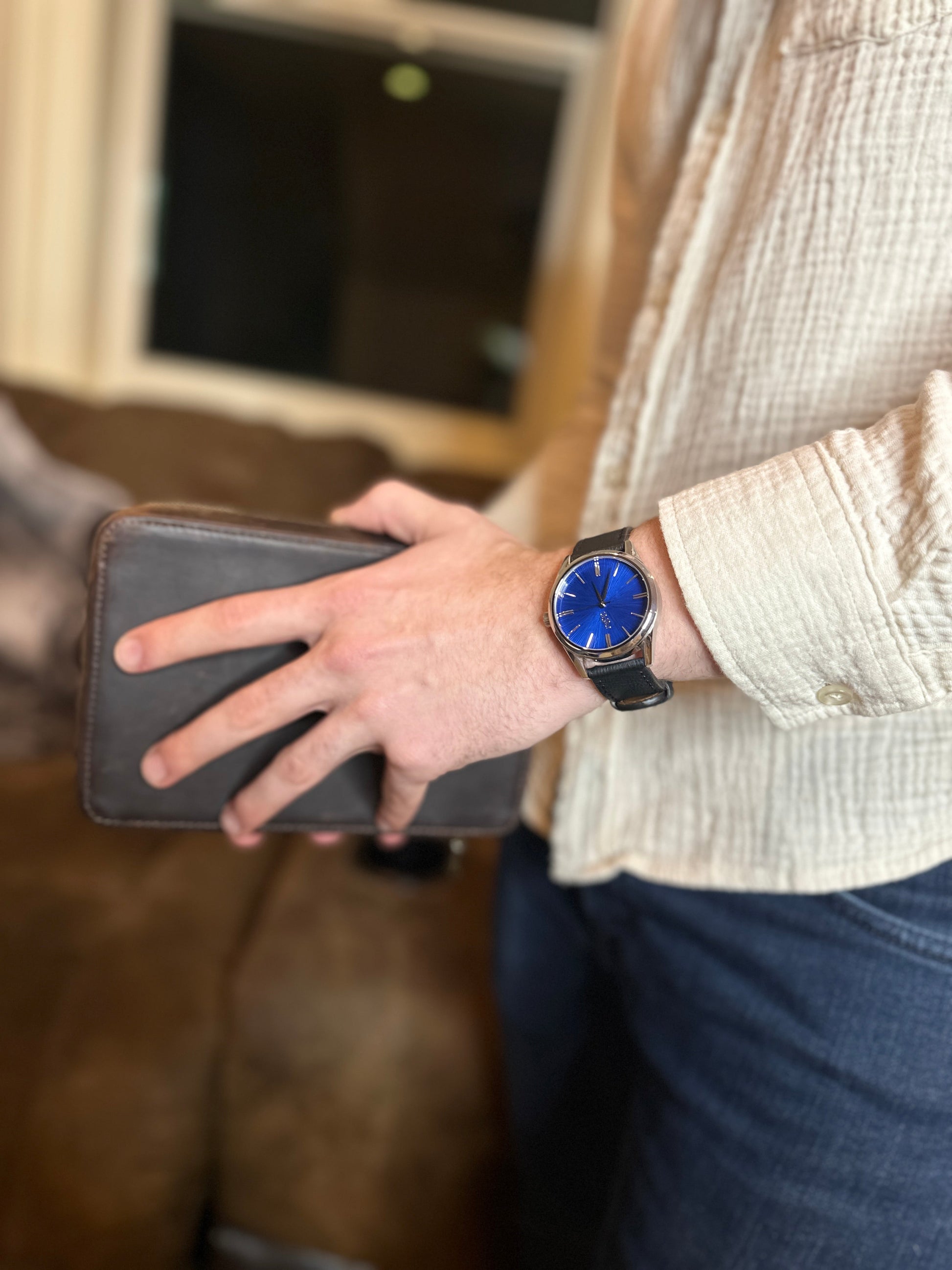 Blue Sunburst Watch by The Beyond Boring Watch Company