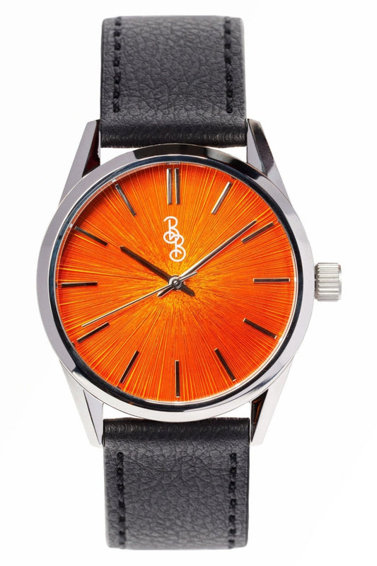 Orange Sunburst Watch by The Beyond Boring Watch Company