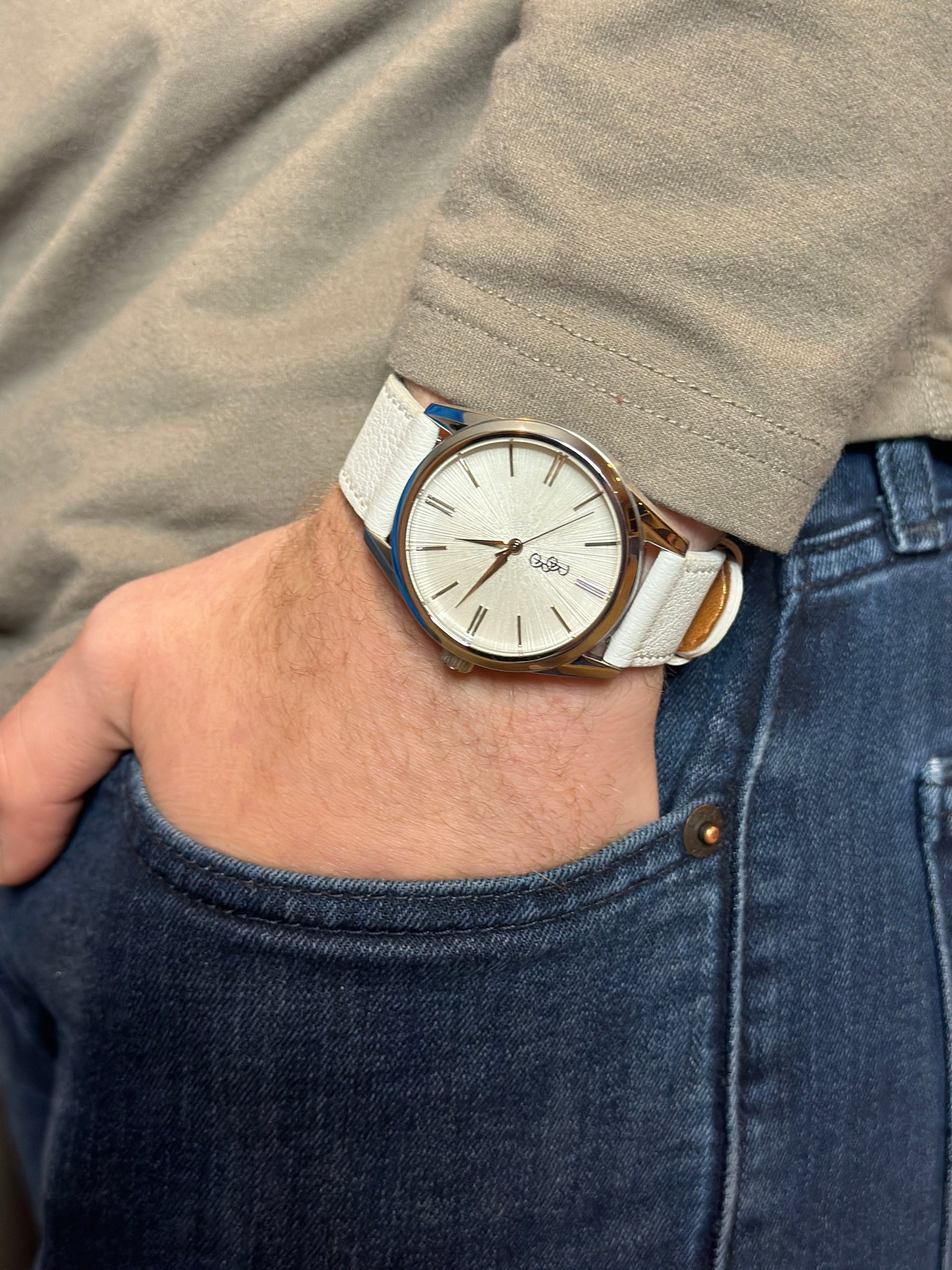 White Sunburst Watch by The Beyond Boring Watch Company