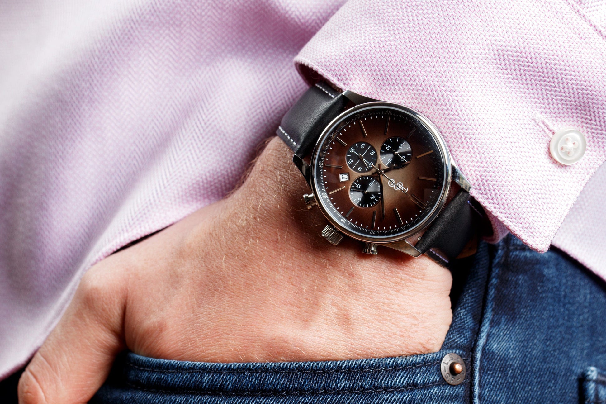 Brown Retro Chronograph by The Beyond Boring Watch Company