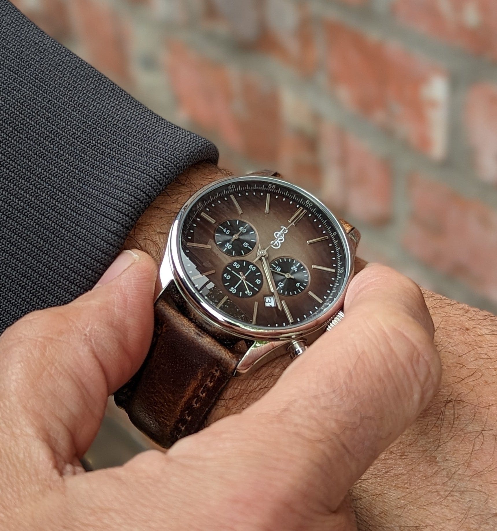 Brown Retro Chronograph by The Beyond Boring Watch Company