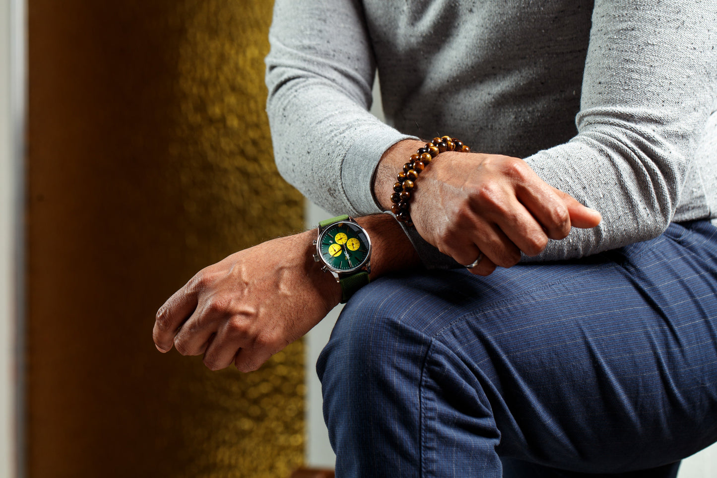 Green and Yellow Chronograph. The Beyond Boring Watch Co.