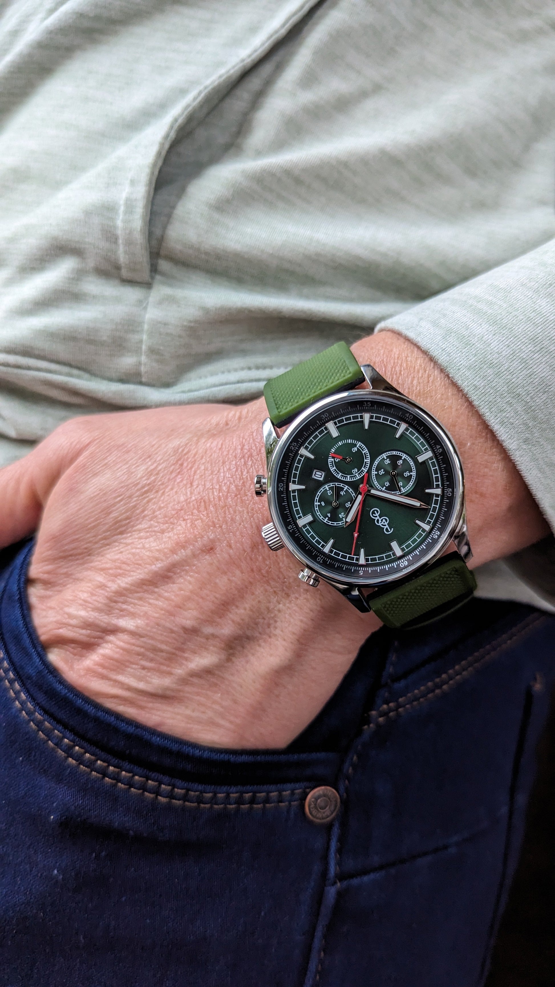 Green Sport Chronograph by The Beyond Boring Watch Company