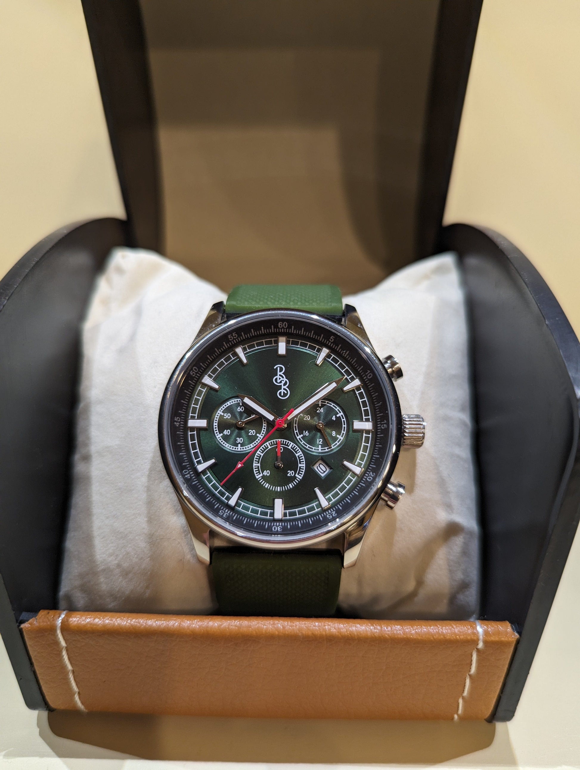Green Sport Chronograph by The Beyond Boring Watch Company