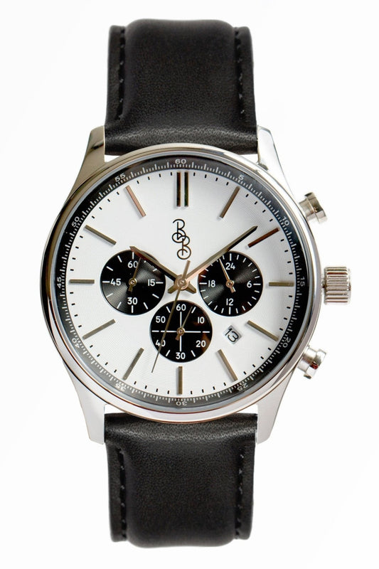 White and Black Chronograph by The Beyond Boring Watch Company