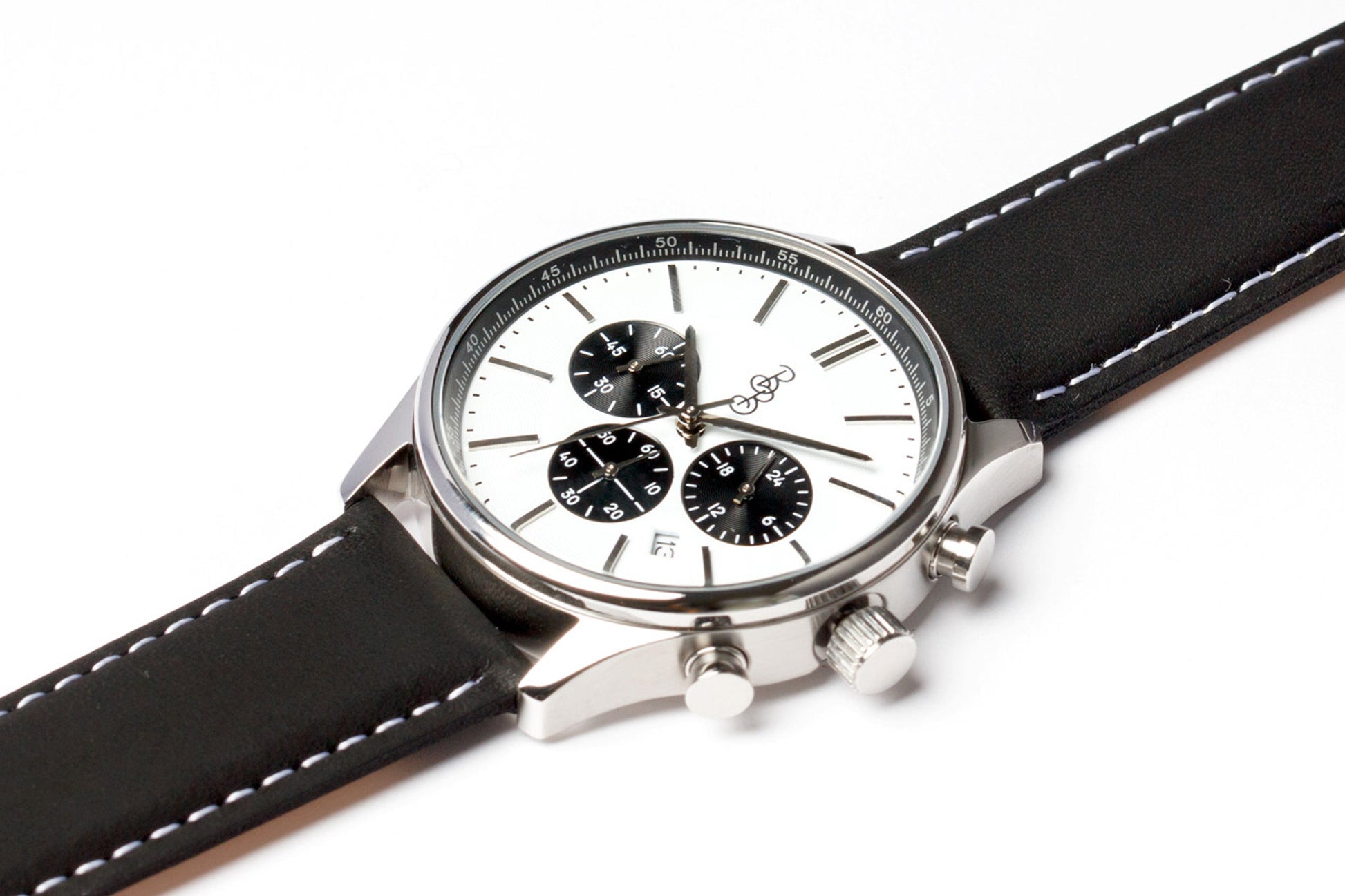 White and Black Chronograph by The Beyond Boring Watch Company