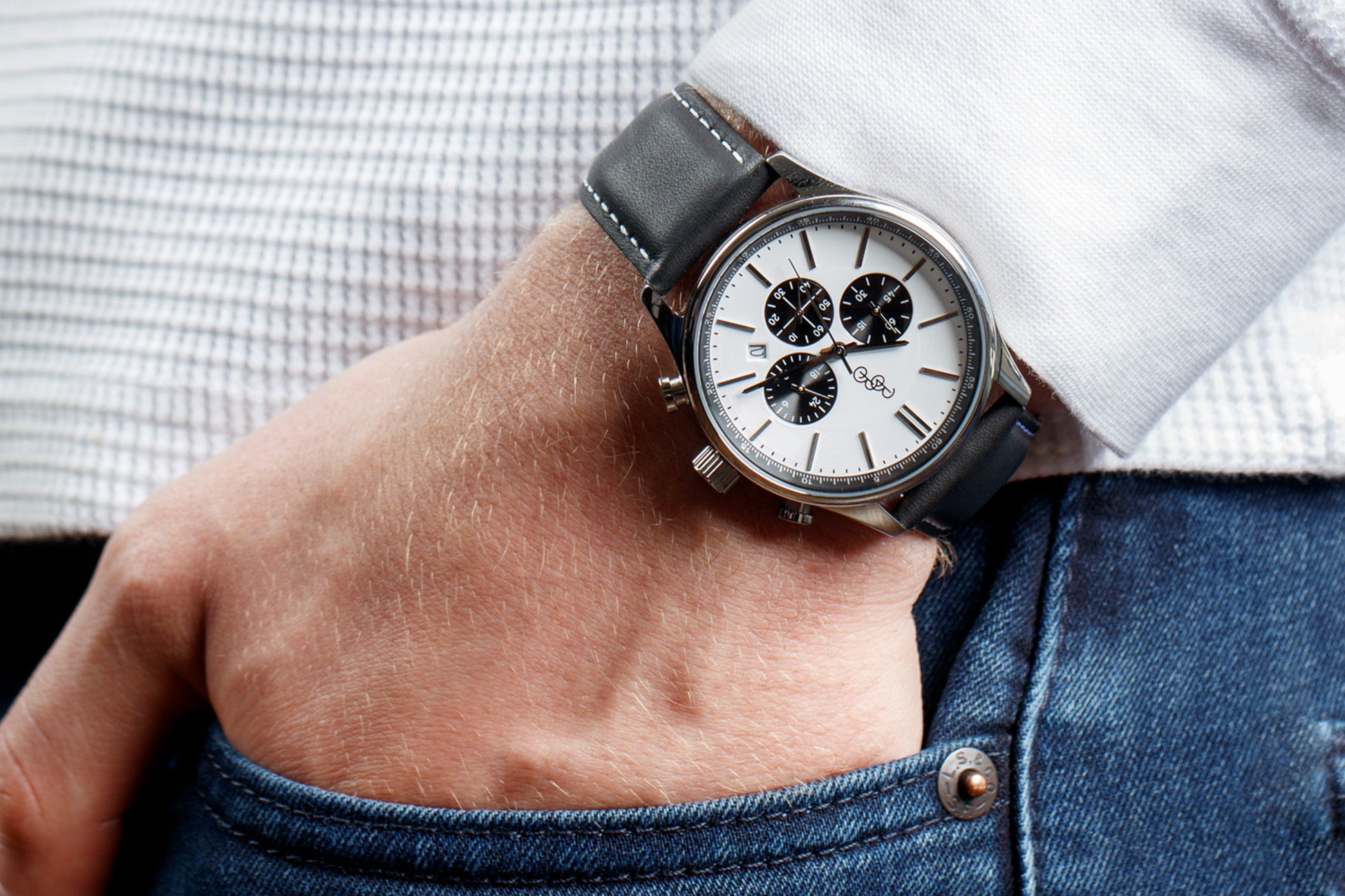 White and Black Chronograph by The Beyond Boring Watch Company