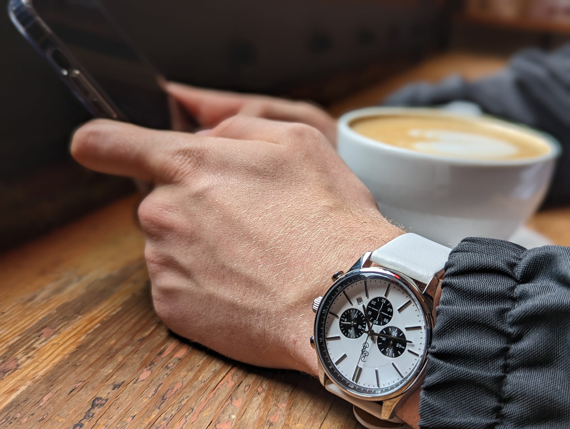 White and Black Chronograph by The Beyond Boring Watch Company