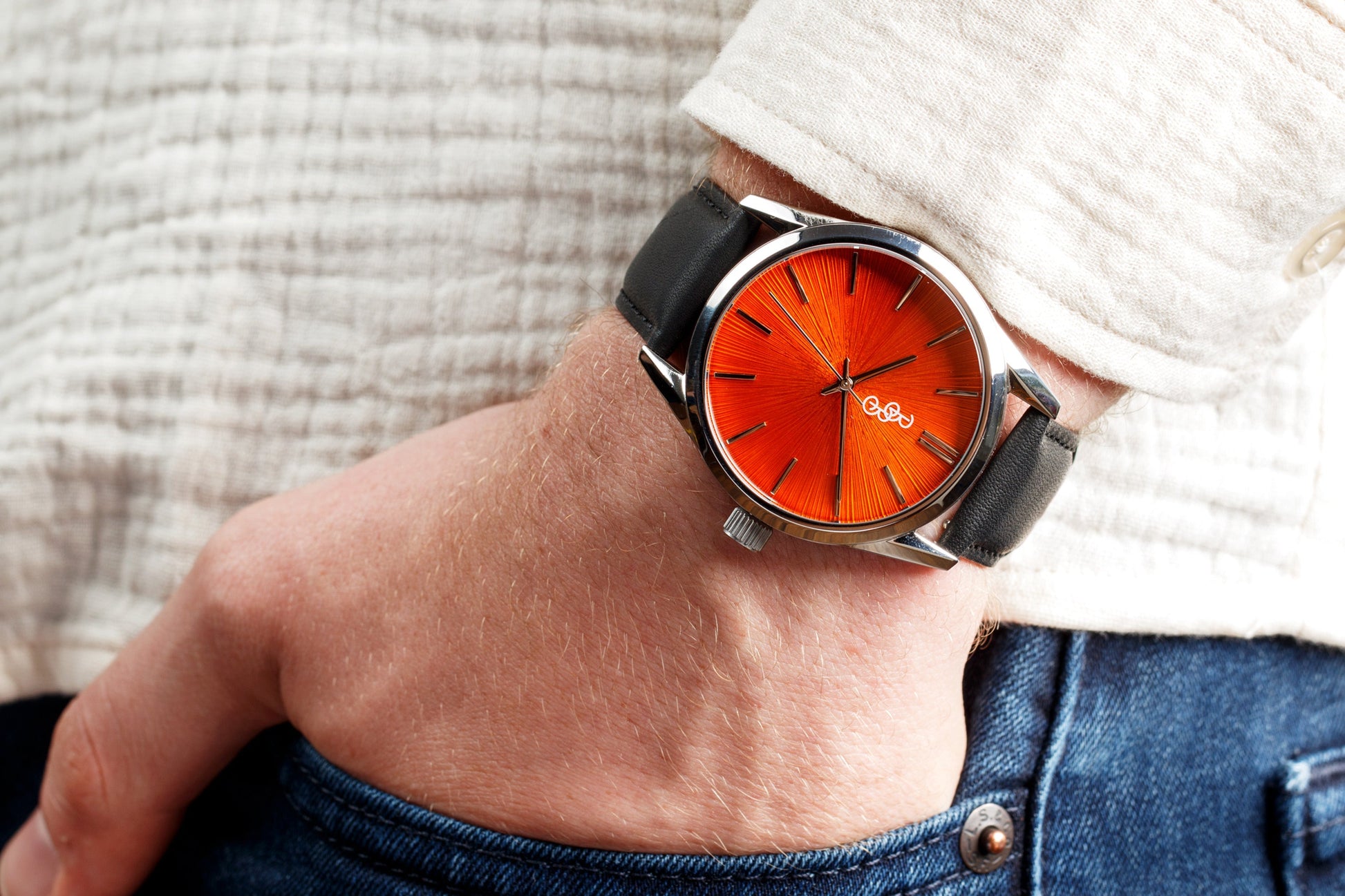 Orange Sunburst Watch by The Beyond Boring Watch Company