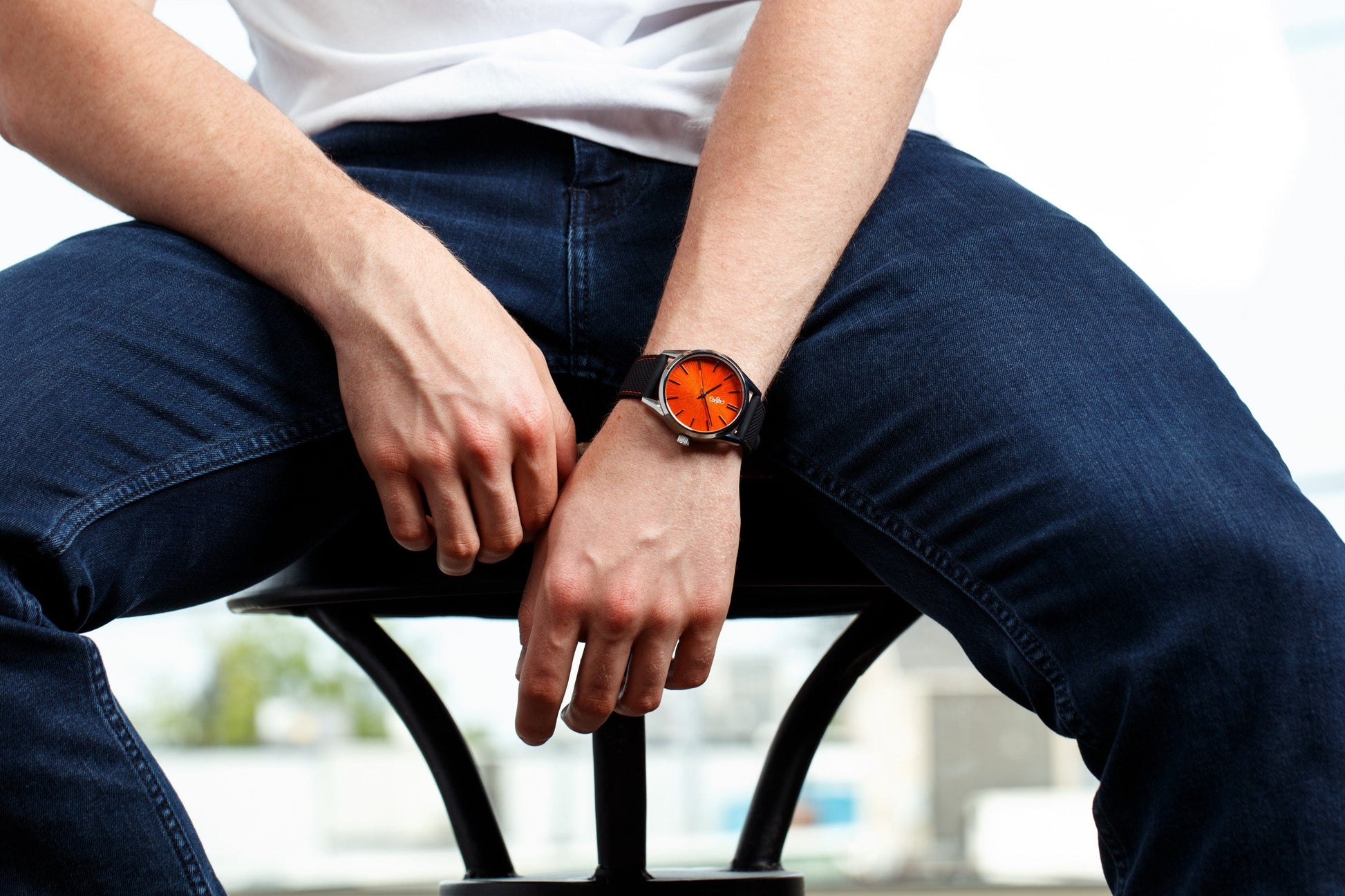 Orange Sunburst Watch by The Beyond Boring Watch Company
