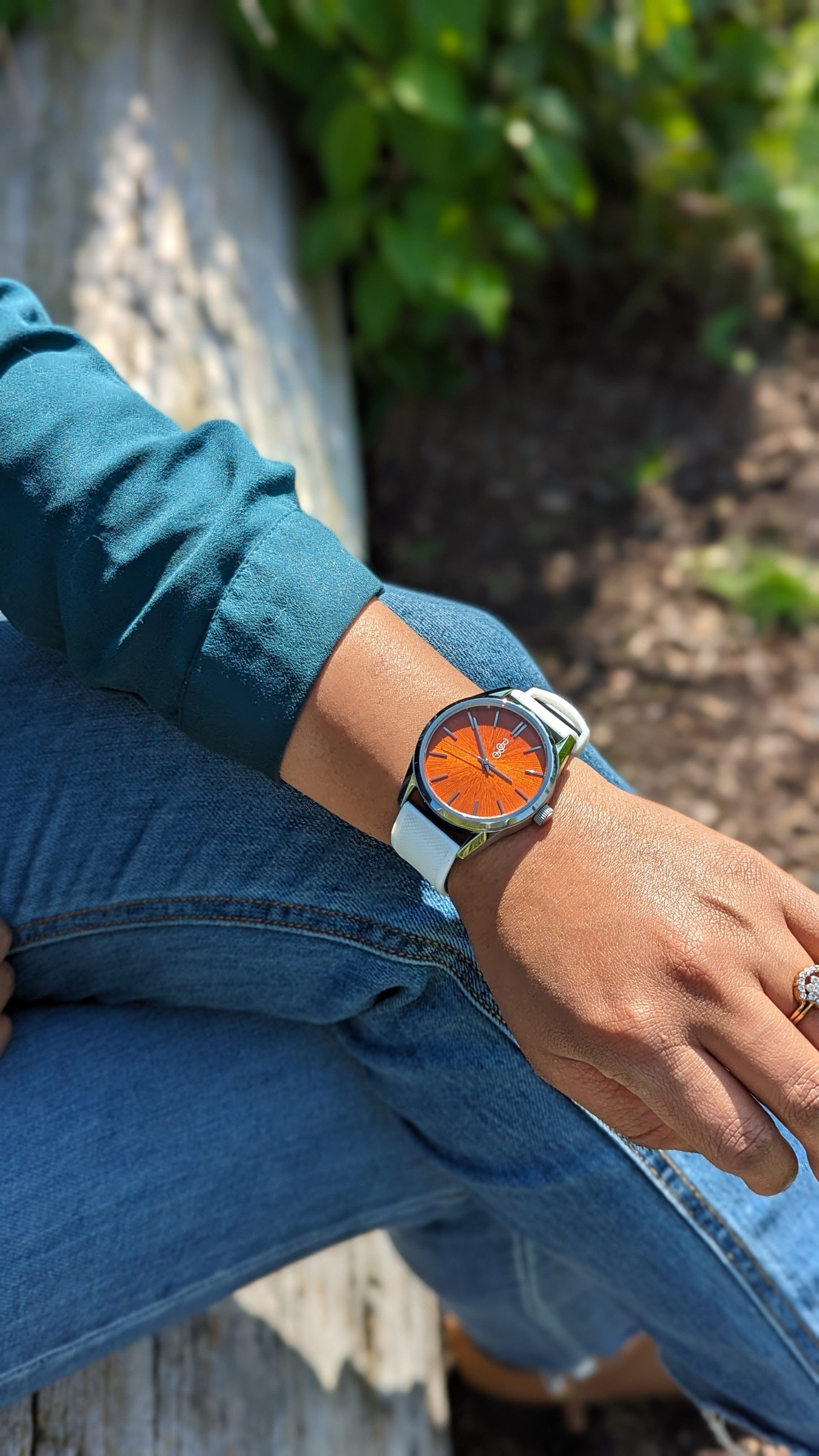 Orange Sunburst Watch by The Beyond Boring Watch Company
