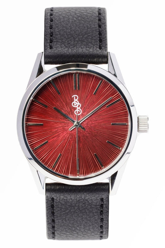 Burgundy Sunburst Watch by The Beyond Boring Watch Company