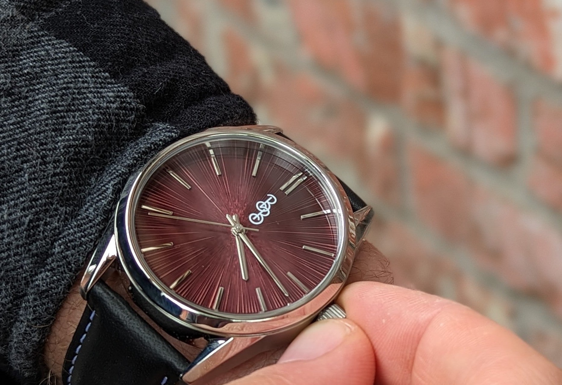 Burgundy Sunburst Watch by The Beyond Boring Watch Company