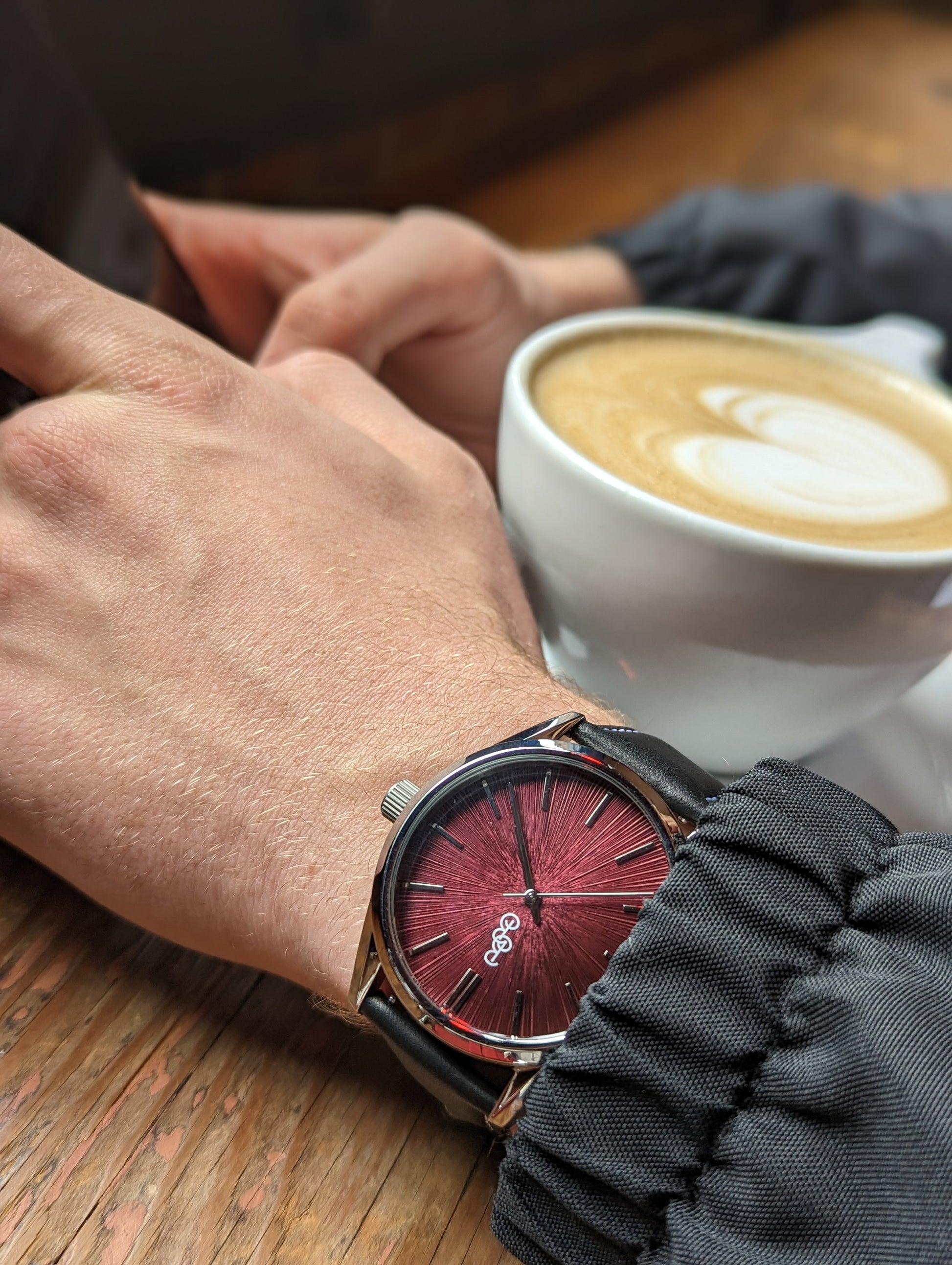 Burgundy Sunburst Watch by The Beyond Boring Watch Company