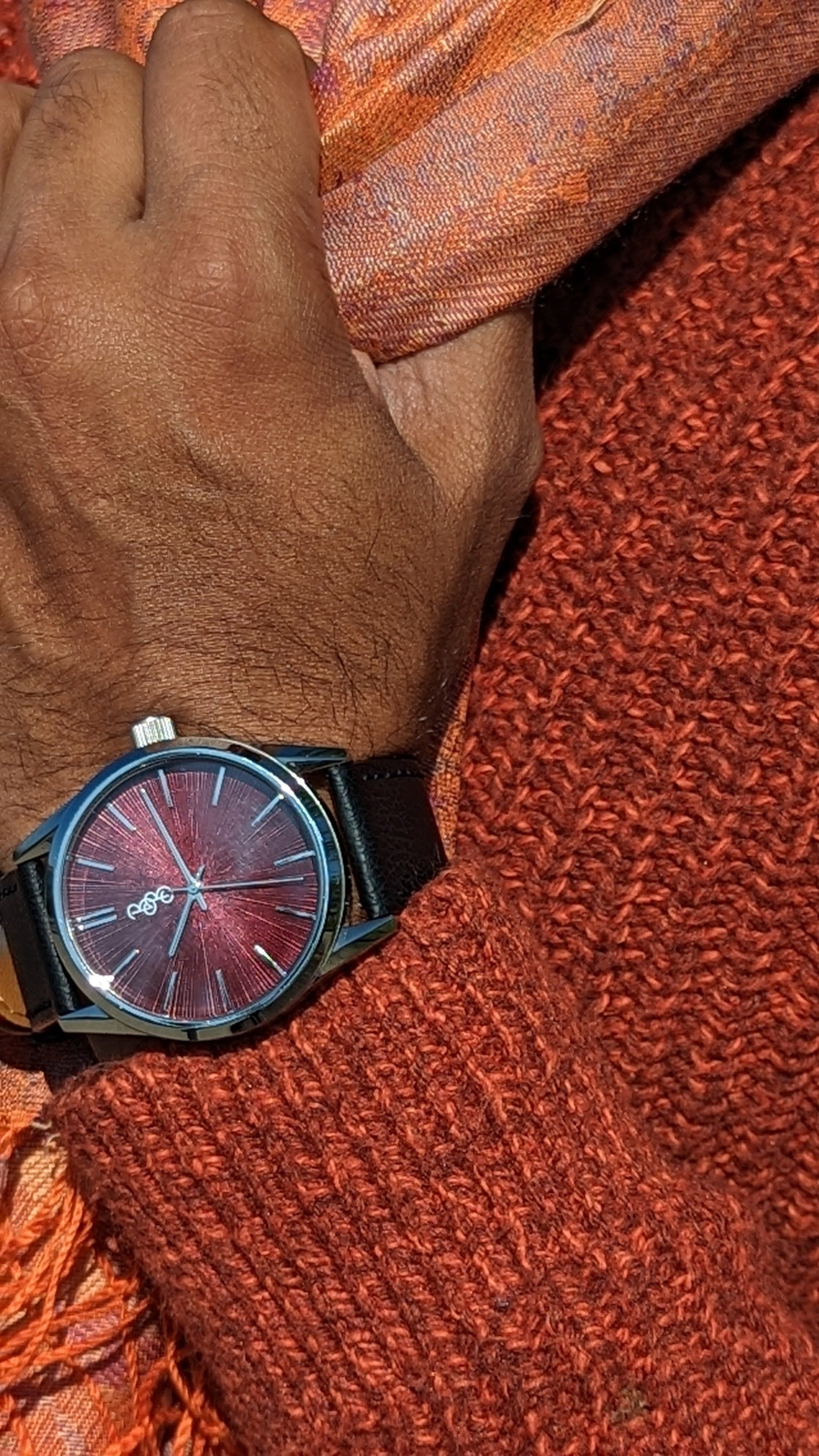 Burgundy Sunburst Watch by The Beyond Boring Watch Company