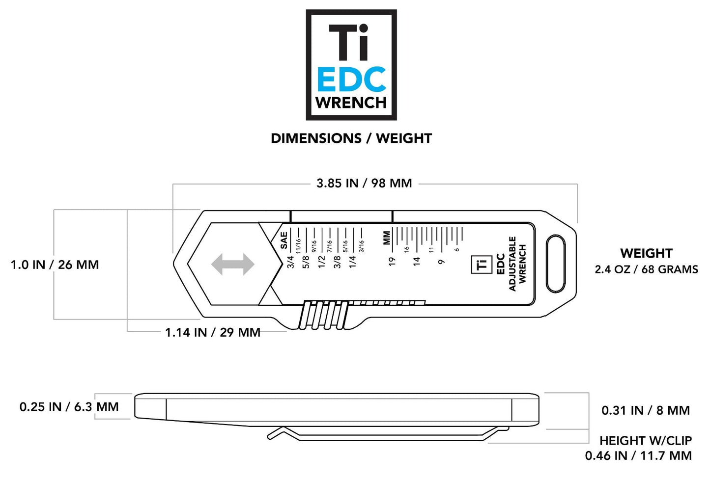 Ti EDC Wrench by Big Idea Design LLC