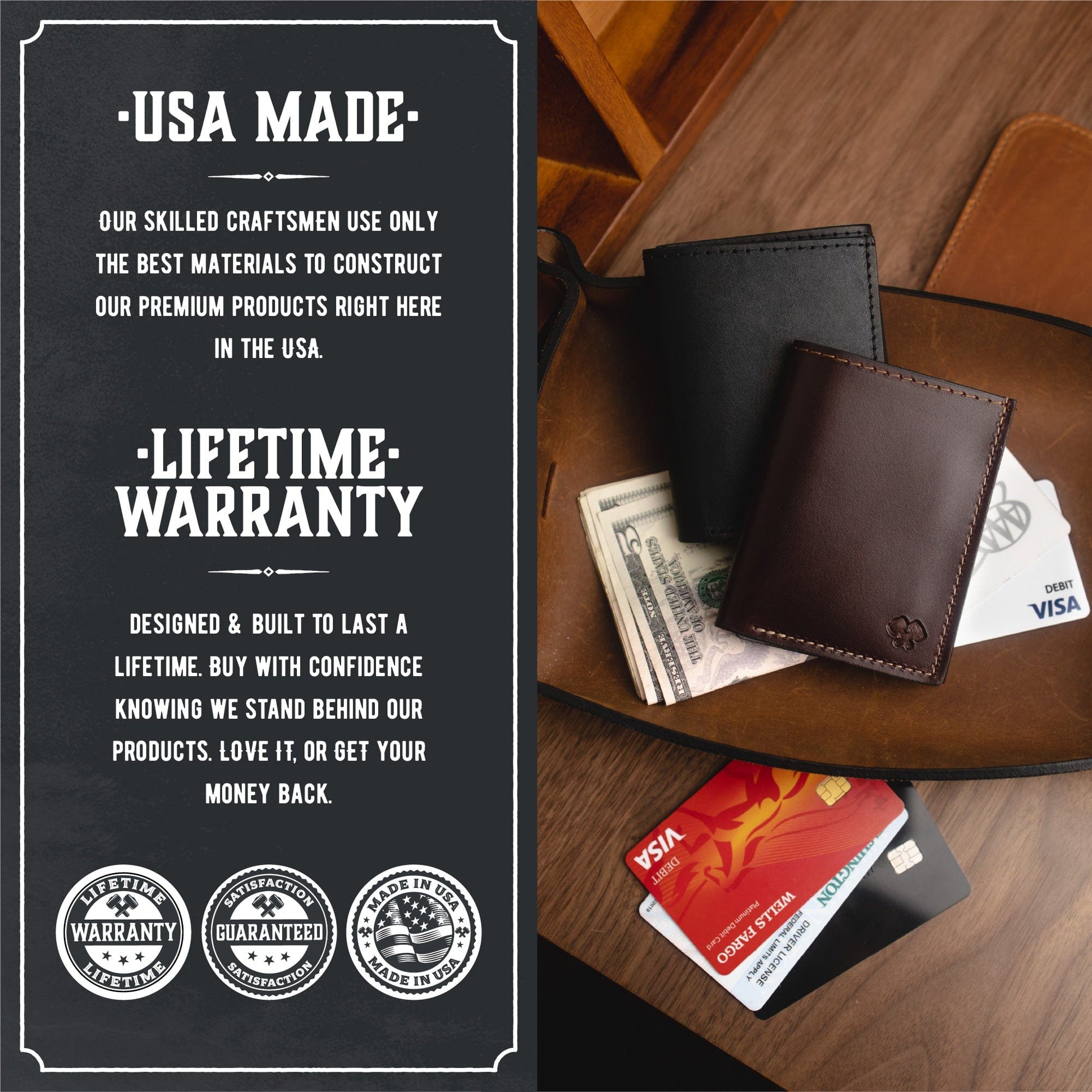 Trifold Leather Wallet by Main Street Forge