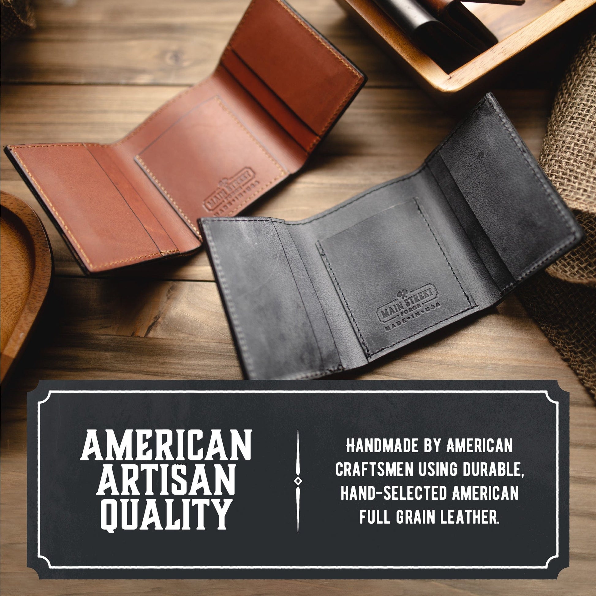 Trifold Leather Wallet by Main Street Forge