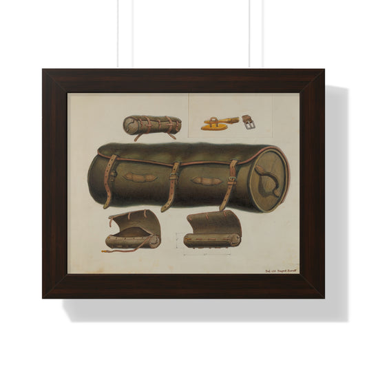 B. Berndt / Rolled Leather Knapsack / 1937 - Framed Museum Quality Print