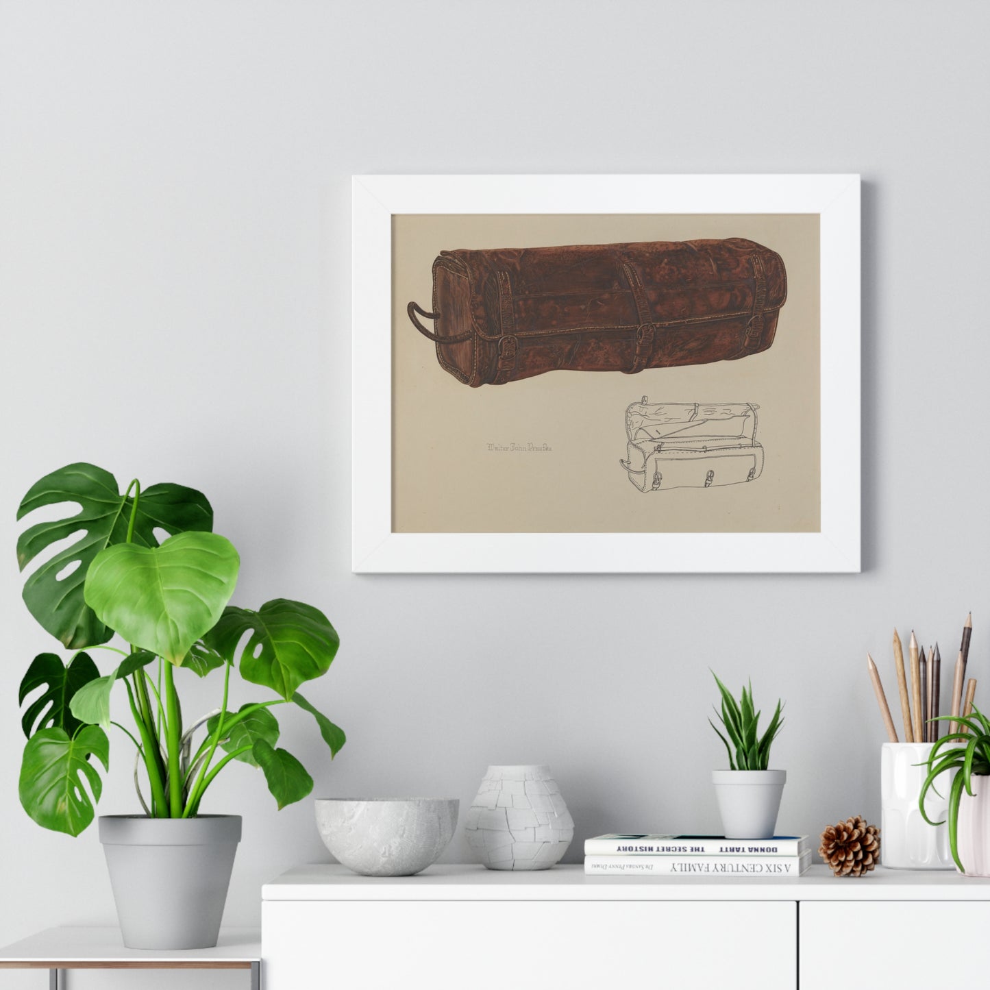 Walter Praefke / Leather Mail Bag / 1938 - Framed Museum Quality Print