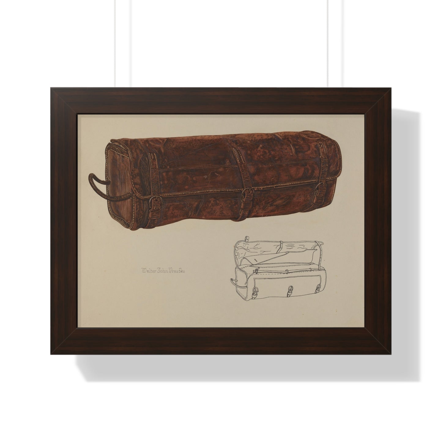 Walter Praefke / Leather Mail Bag / 1938 - Framed Museum Quality Print