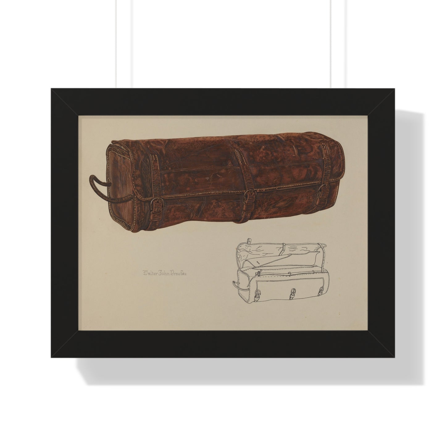 Walter Praefke / Leather Mail Bag / 1938 - Framed Museum Quality Print