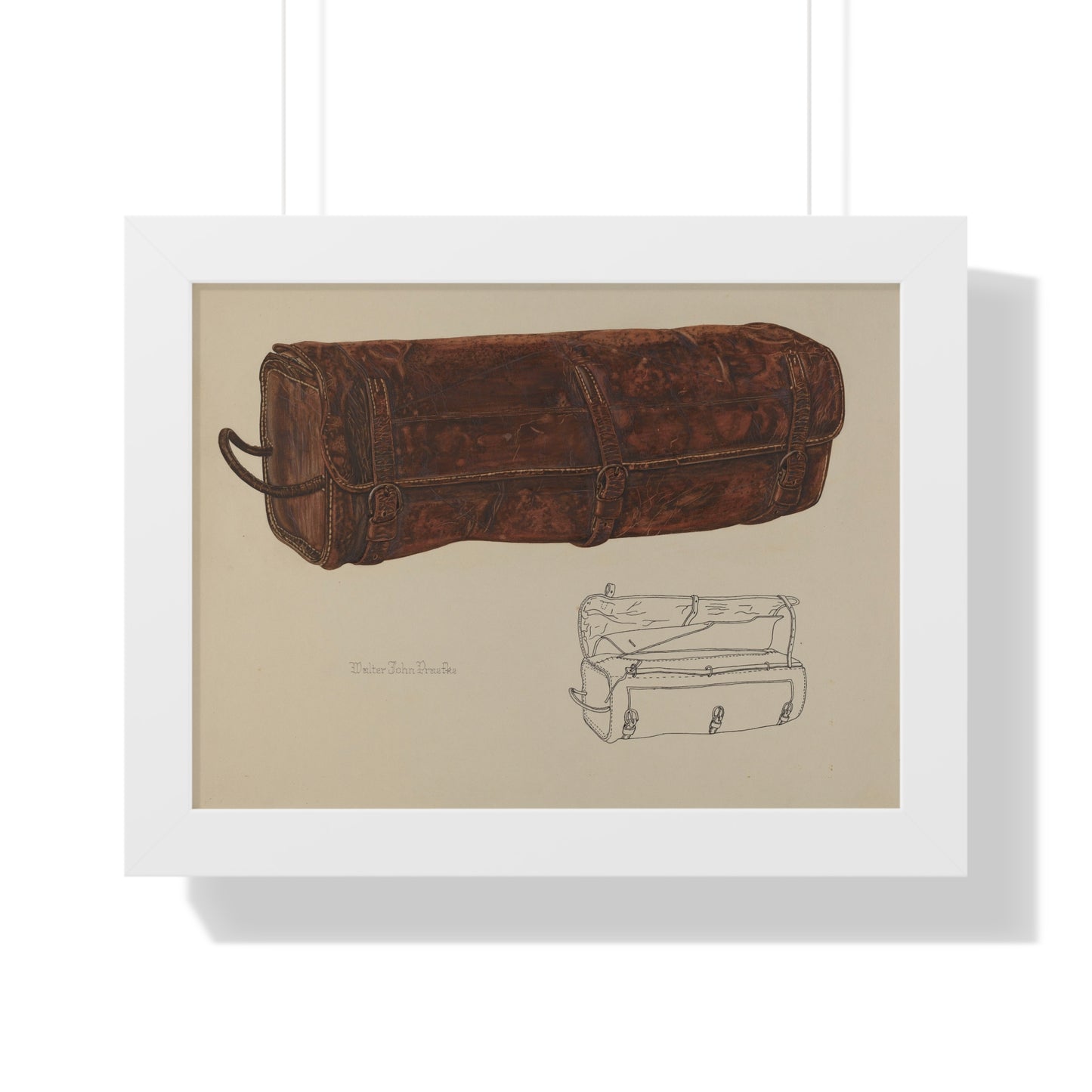 Walter Praefke / Leather Mail Bag / 1938 - Framed Museum Quality Print