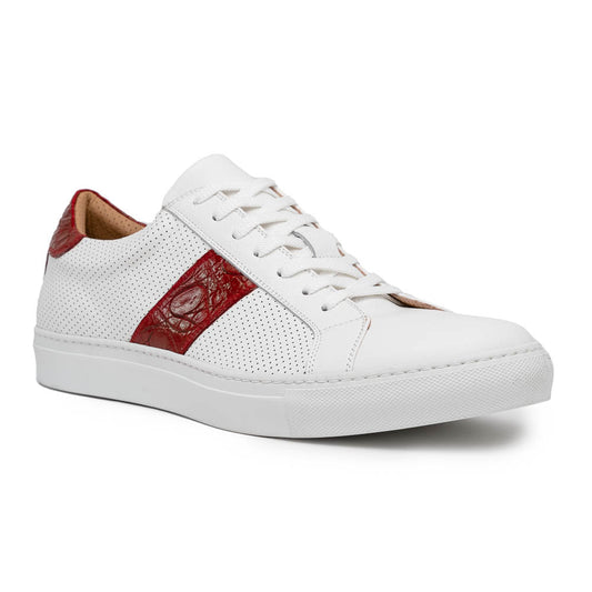 Olympias 61-101-RED Italian Calfskin Crocodile Stripe Shoes