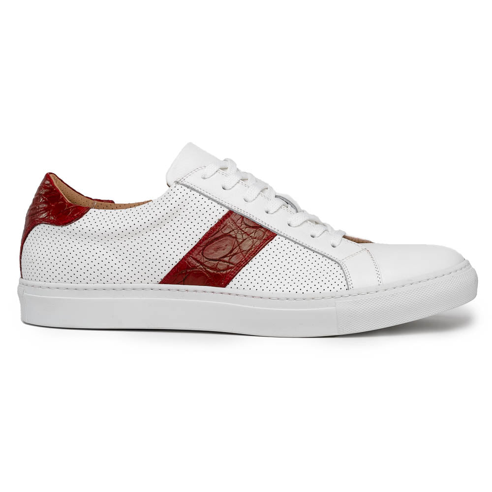 Olympias 61-101-RED Italian Calfskin Crocodile Stripe Shoes