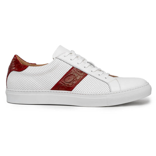 Olympias 61-101-RED Italian Calfskin Crocodile Stripe Shoes