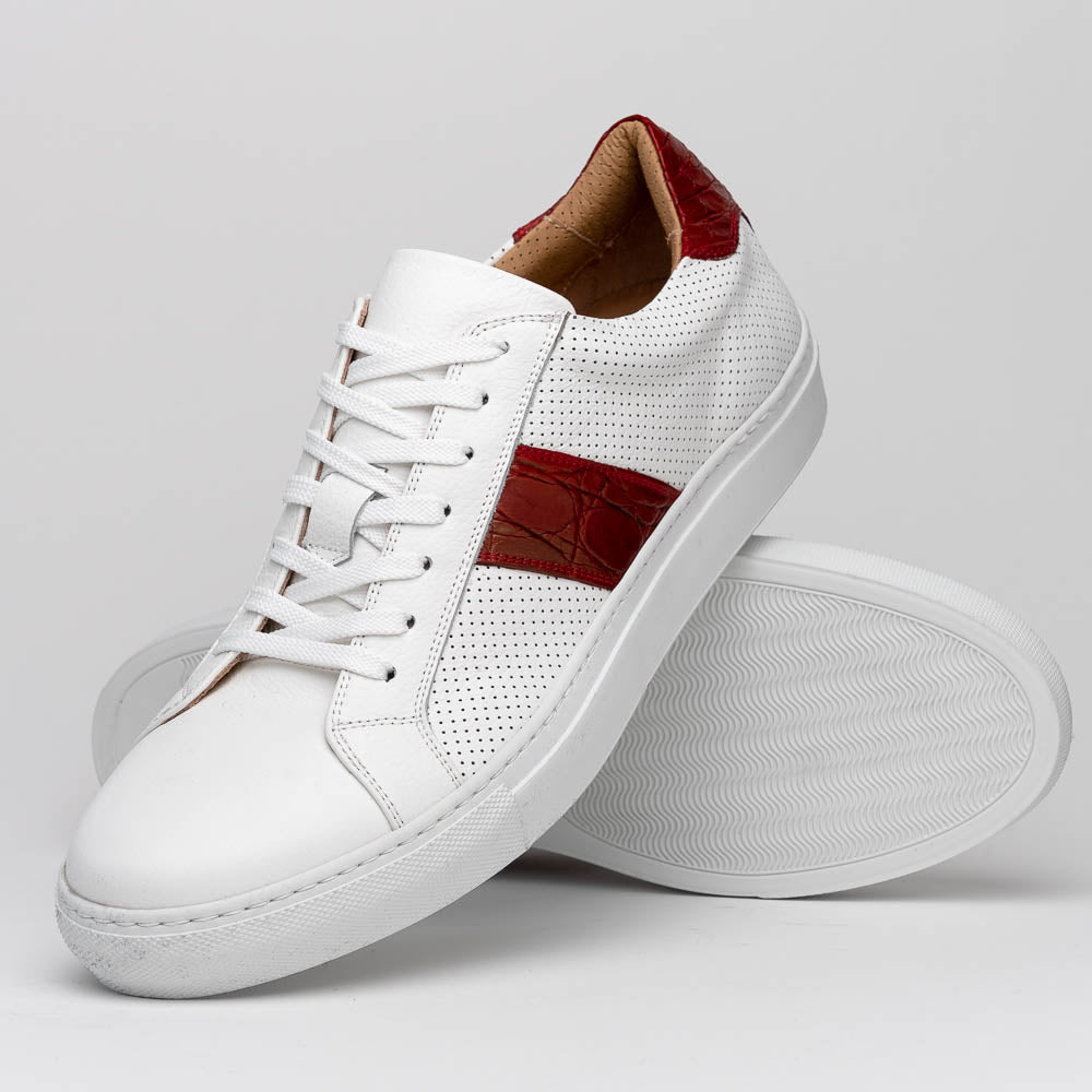 Olympias 61-101-RED Italian Calfskin Crocodile Stripe Shoes