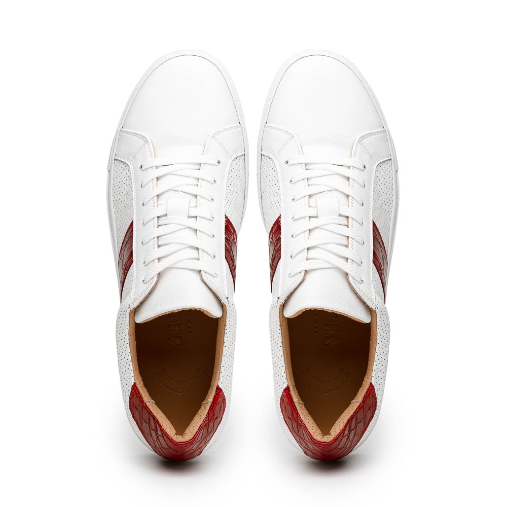Olympias 61-101-RED Italian Calfskin Crocodile Stripe Shoes