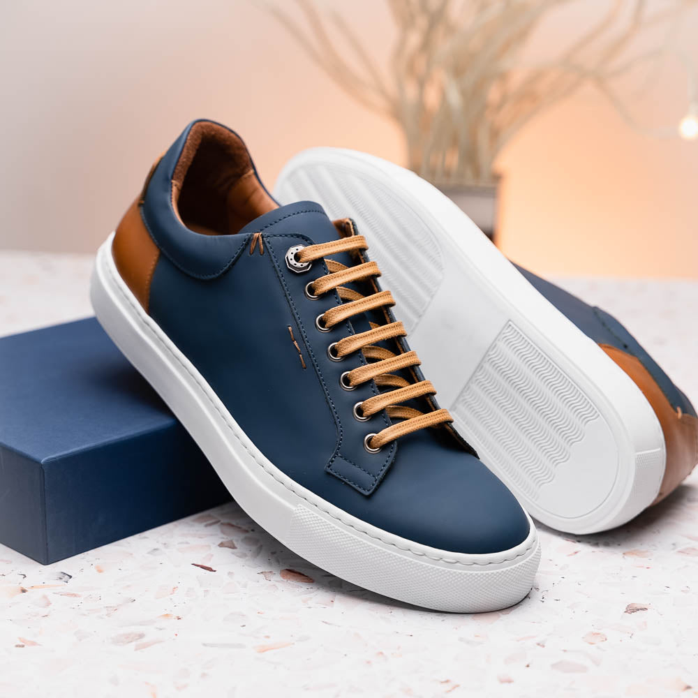 Diaz Rubberized Calfskin Sneaker Navy 65-229-NVY Italy