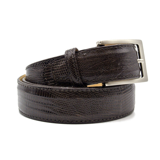 Brown Teju Lizard Belt With Italian Hardware Calfskin Lining