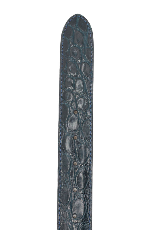 Premium Crocodile Navy Belt 35mm Suede Italian Calfskin