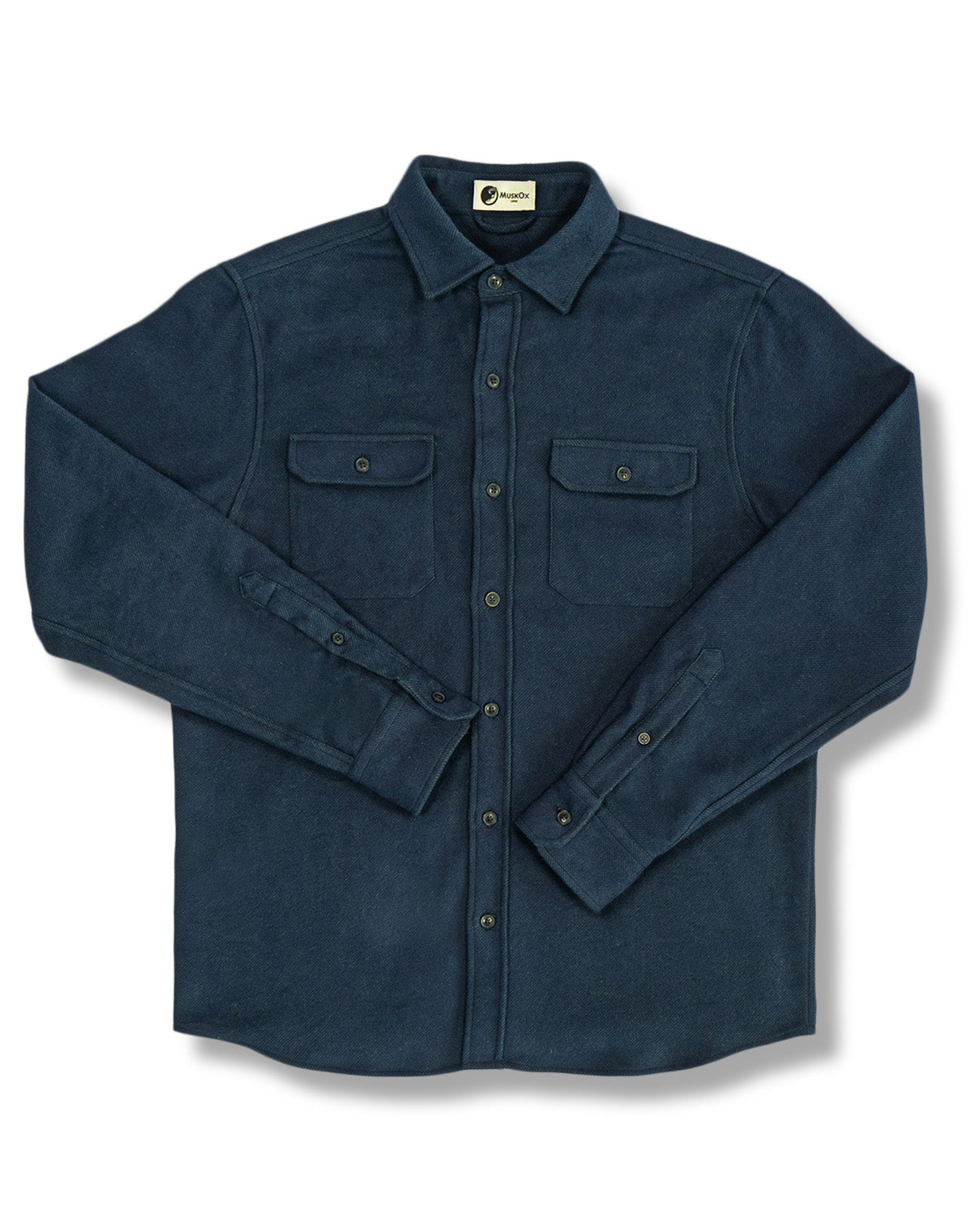 Grand Flannel Navy Cotton Shirt Heavyweight 8oz Comfort