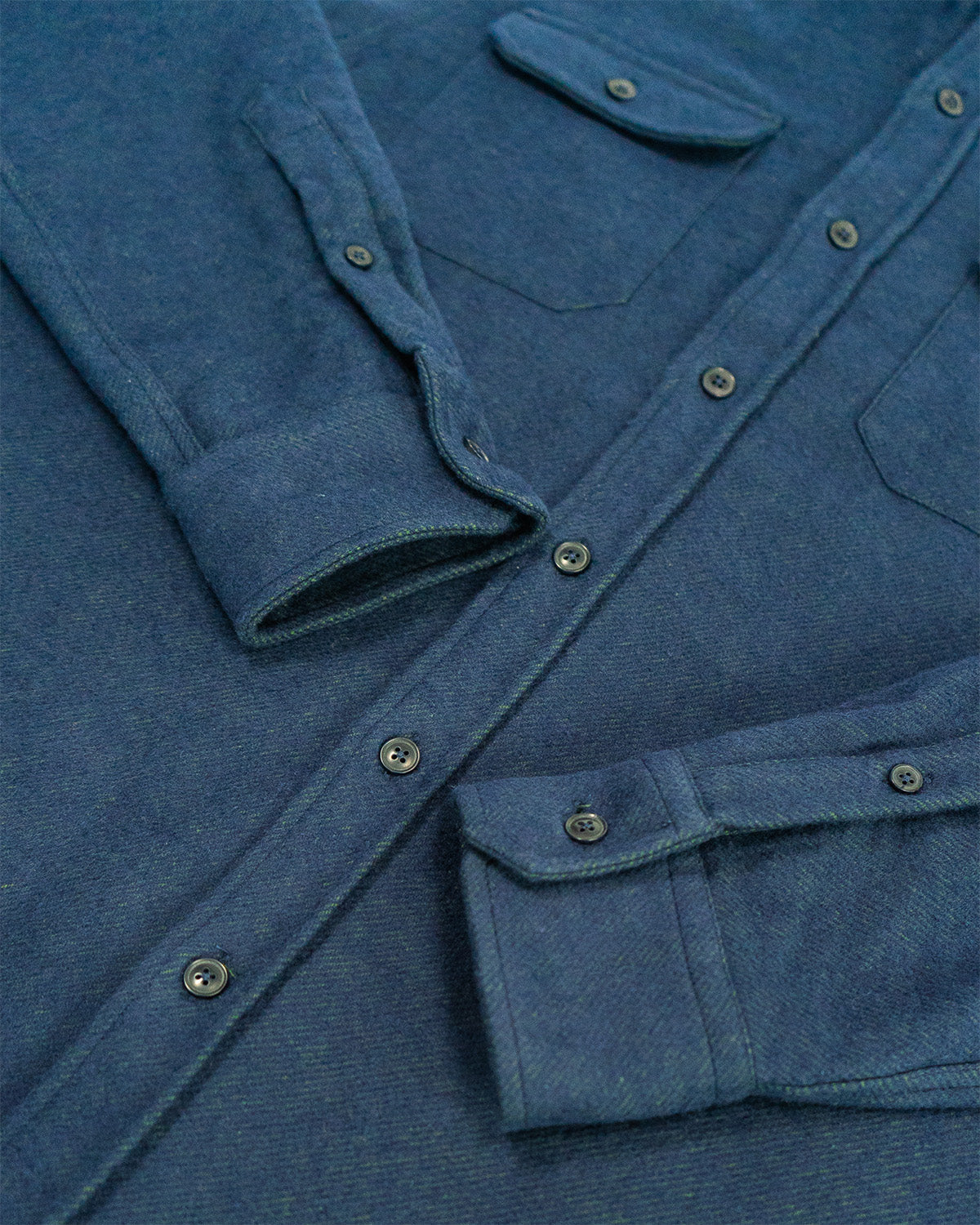 Grand Flannel Navy Cotton Shirt Heavyweight 8oz Comfort